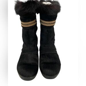 Tecnica Black and Brown Fur-Trimmed Women's Boots size 9